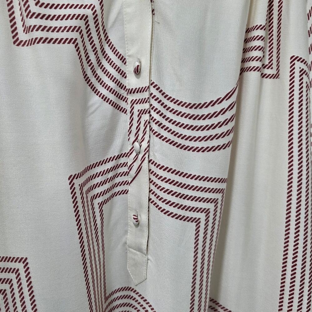 NWT H&M Plus Size 18 Geometric Print Tunic Dress Cream Maroon Oversized Boho - Picture 7 of 9